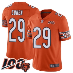 Men Chicago Bears 29 Tarik Cohen Orange Alternate 100th Season Limited Football Jersey