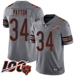 Men Chicago Bears 34 Walter Payton Limited Silver Inverted Legend 100th Season Football Jersey