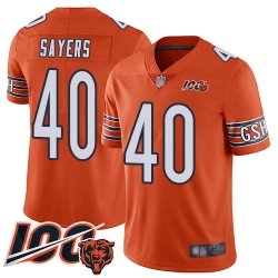 Men Chicago Bears 40 Gale Sayers Orange Alternate 100th Season Limited Football Jersey