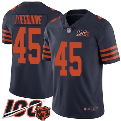 Men Chicago Bears 45 Joel Iyiegbuniwe Limited Navy Blue Rush Vapor Untouchable 100th Season Football Jersey