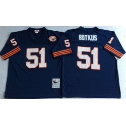 Men Chicago Bears 51 Dick Butkus Navy M&N Throwback Jersey