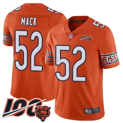 Men Chicago Bears 52 Khalil Mack Orange Alternate 100th Season Limited Football Jersey