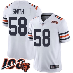 Men Chicago Bears 58 Roquan Smith White 100th Season Limited Football Jersey