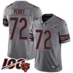 Men Chicago Bears 72 William Perry Limited Silver Inverted Legend 100th Season Football Jersey