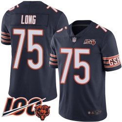 Men Chicago Bears 75 Kyle Long Navy Blue Team Color 100th Season Limited Football Jersey