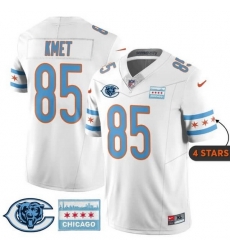 Men Chicago Bears  85 Cole Kmet White City Edition F U S E  With Chicago Flag Vapor Untouchable Limited Stitched Football Jersey
