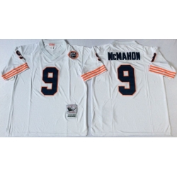 Men Chicago Bears 9 Jim McMahon White M&N Throwback Jersey