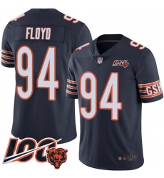 Men Chicago Bears 94 Leonard Floyd Navy Blue Team Color 100th Season Limited Football Jersey