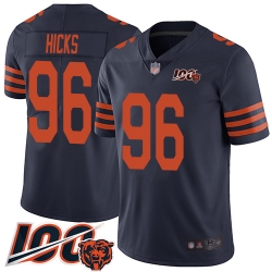 Men Chicago Bears 96 Akiem Hicks Limited Navy Blue Rush Vapor Untouchable 100th Season Football Jersey