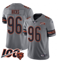 Men Chicago Bears 96 Akiem Hicks Limited Silver Inverted Legend 100th Season Football Jersey