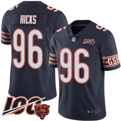 Men Chicago Bears 96 Akiem Hicks Navy Blue Team Color 100th Season Limited Football Jersey