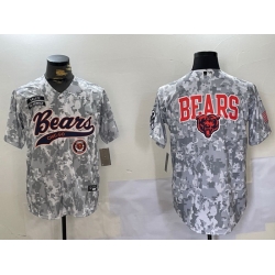 Men Chicago Bears Camo With Patch Cool Base Stitched Baseball Jersey 3