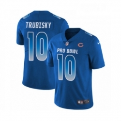 Mens Chicago Bears 10 Mitchell Trubisky Limited Royal Blue NFC 2019 Pro Bowl Football Jersey