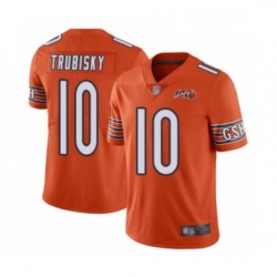 Mens Chicago Bears 10 Mitchell Trubisky Orange Alternate 100th Season Limited Football Jersey