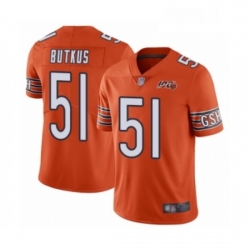 Mens Chicago Bears 51 Dick Butkus Orange Alternate 100th Season Limited Football Jersey