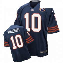 Mens Nike Chicago Bears 10 Mitchell Trubisky Elite Navy Blue Throwback NFL Jersey