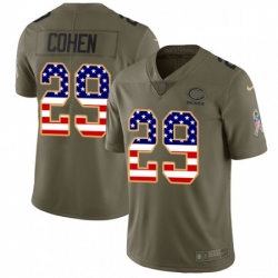 Mens Nike Chicago Bears 29 Tarik Cohen Limited OliveUSA Flag Salute to Service NFL Jersey