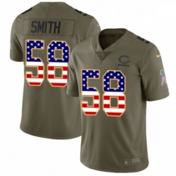 Mens Nike Chicago Bears 58 Roquan Smith Limited Olive USA Flag 2017 Salute to Service NFL Jersey