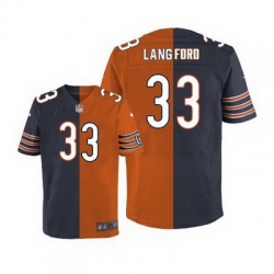 Nike Bears #33 Jeremy Langford Navy Blue Orange Mens Stitched NFL Elite Split Jersey