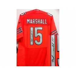 Nike Chicago Bears 15 Brandon Marshall Orange Elite Signed NFL Jersey