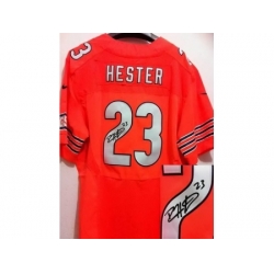 Nike Chicago Bears 23 Devin Hester Orange Elite Signed NFL Jersey