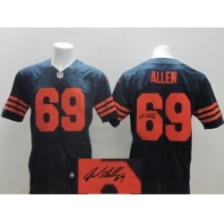 Nike Chicago Bears 69 Jared Allen Blue Elite Orange Number Signed NFL Jersey