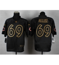 Nike Chicago Bears 69 Jared Allen black Elite gold lettering fashion NFL Jersey