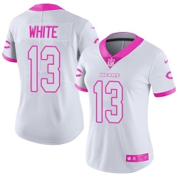 Nike Bears #13 Kevin White White Pink Womens Stitched NFL Limited Rush Fashion Jersey