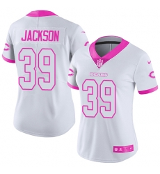 Nike Bears #39 Eddie Jackson White Pink Womens Stitched NFL Limited Rush Fashion Jersey