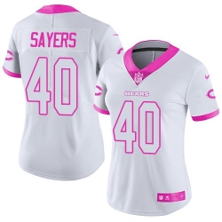 Nike Bears #40 Gale Sayers White Pink Womens Stitched NFL Limited Rush Fashion Jersey