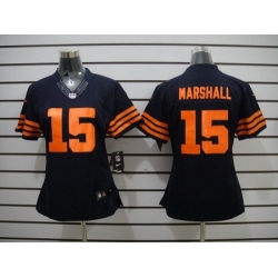 Nike Women Chicago Bears #15 Brandon Marshall Blue Jerseys(Orange Number)