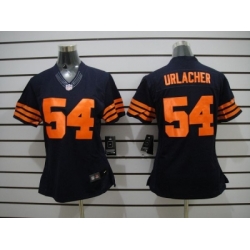 Nike Women Chicago Bears #54 Urlacher blue jerseys(Orange Number)