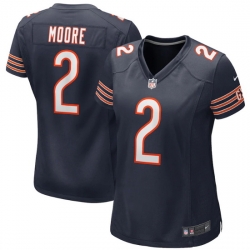 Women Chicago Bears 2 D J  Moore Navy Stitched Game Jersey