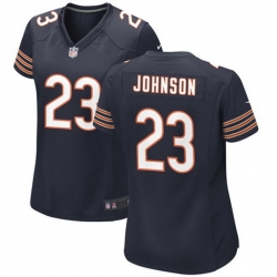 Women Chicago Bears 23 Roschon Johnson Navy Stitched Game Jersey  Run Small