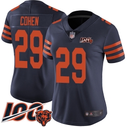 Women Chicago Bears 29 Tarik Cohen Limited Navy Blue Rush Vapor Untouchable 100th Season Football Jersey