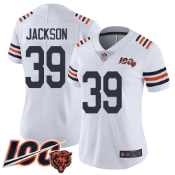 Women Chicago Bears 39 Eddie Jackson White 100th Season Limited Football Jersey