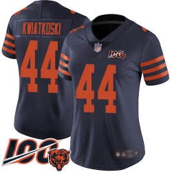 Women Chicago Bears 44 Nick Kwiatkoski Limited Navy Blue Rush Vapor Untouchable 100th Season Football Jersey