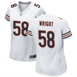 Women Chicago Bears 58 Darnell Wright White Stitched Game Jersey