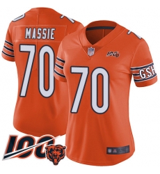 Women Chicago Bears 70 Bobby Massie Orange Alternate 100th Season Limited Football Jersey