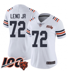 Women Chicago Bears 72 Charles Leno White 100th Season Limited Football Jersey