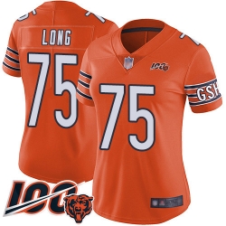 Women Chicago Bears 75 Kyle Long Orange Alternate 100th Season Limited Football Jersey