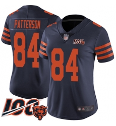 Women Chicago Bears 84 Cordarrelle Patterson Limited Navy Blue Rush Vapor Untouchable 100th Season Football Jersey