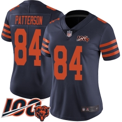 Women Chicago Bears 84 Cordarrelle Patterson Limited Navy Blue Rush Vapor Untouchable 100th Season Football Jersey