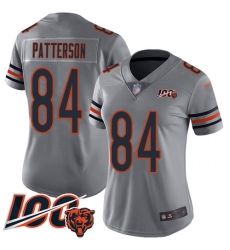 Women Chicago Bears 84 Cordarrelle Patterson Limited Silver Inverted Legend 100th Season Football Jersey