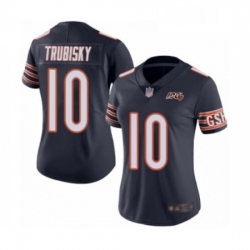 Womens Chicago Bears 10 Mitchell Trubisky Navy Blue Team Color 100th Season Limited Football Jersey