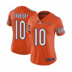 Womens Chicago Bears 10 Mitchell Trubisky Orange Alternate 100th Season Limited Football Jersey