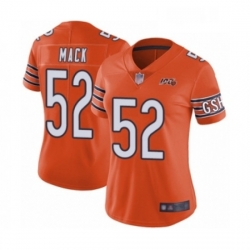 Womens Chicago Bears 52 Khalil Mack Orange Alternate 100th Season Limited Football Jersey