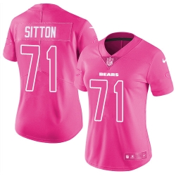 Womens Nike Bears #71 Josh Sitton Pink  Stitched NFL Limited Rush Fashion Jersey