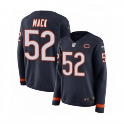 Womens Nike Chicago Bears 52 Khalil Mack Limited Navy Blue Therma Long Sleeve NFL Jersey