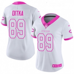 Womens Nike Chicago Bears 89 Mike Ditka Limited WhitePink Rush Fashion NFL Jersey